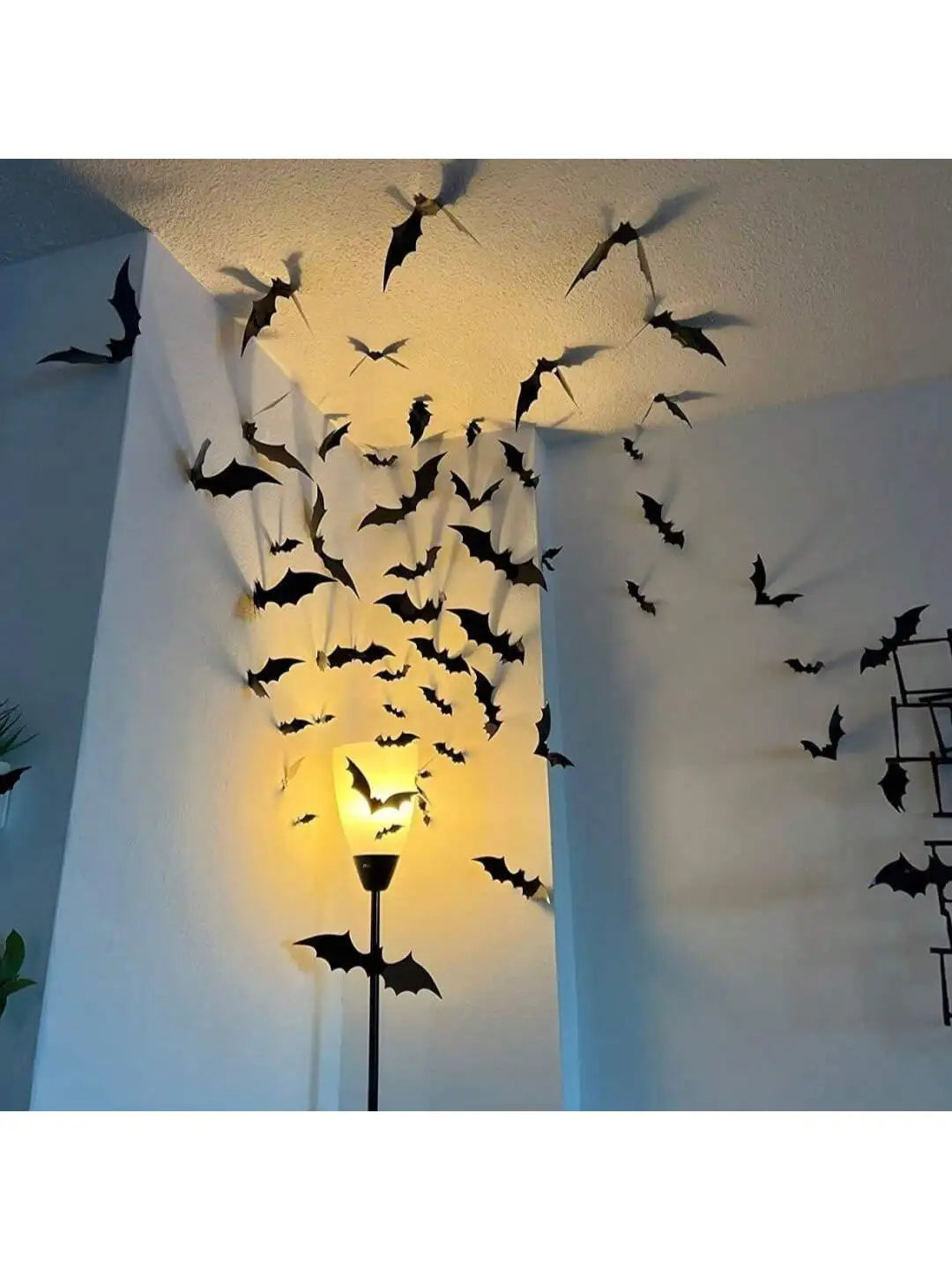 BatStorm Wanddeko | 60 Stück 3D Fledermäuse | Wasserdicht & Wiederverwendbar | Halloween Deko