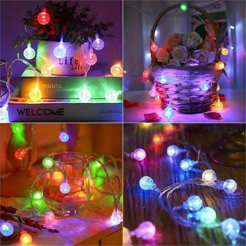 LED-Lichterkette BubbleGlow | Kugelform | 10/20/40 LEDs | USB- & Batteriebetrieb | Warm, Blau oder Bunt | Für Hochzeit & Festdekoration