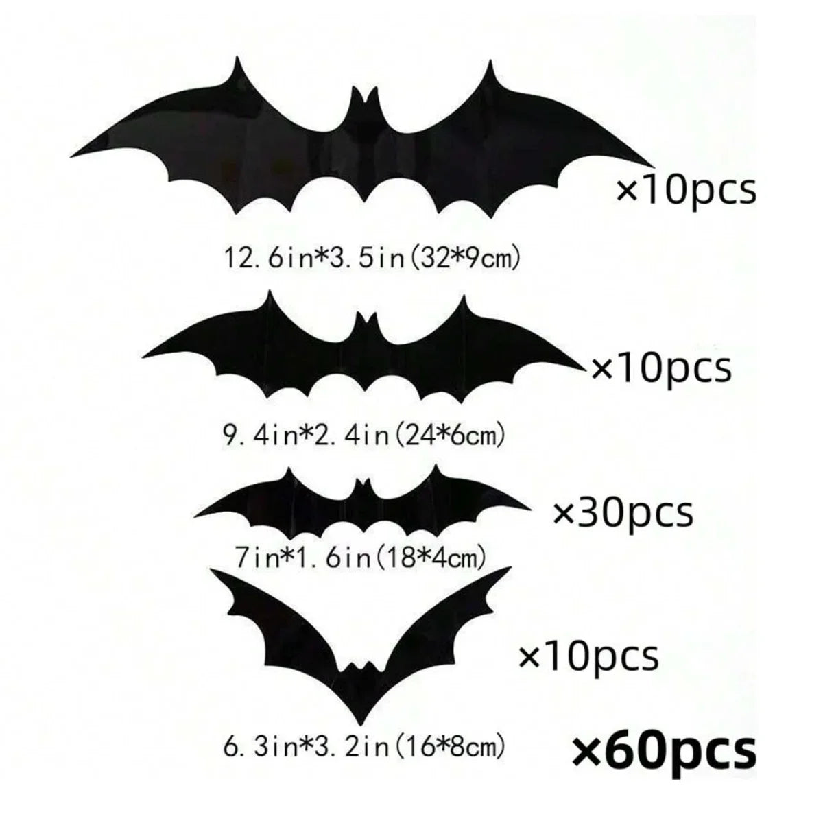 BatStorm Wanddeko | 60 Stück 3D Fledermäuse | Wasserdicht & Wiederverwendbar | Halloween Deko