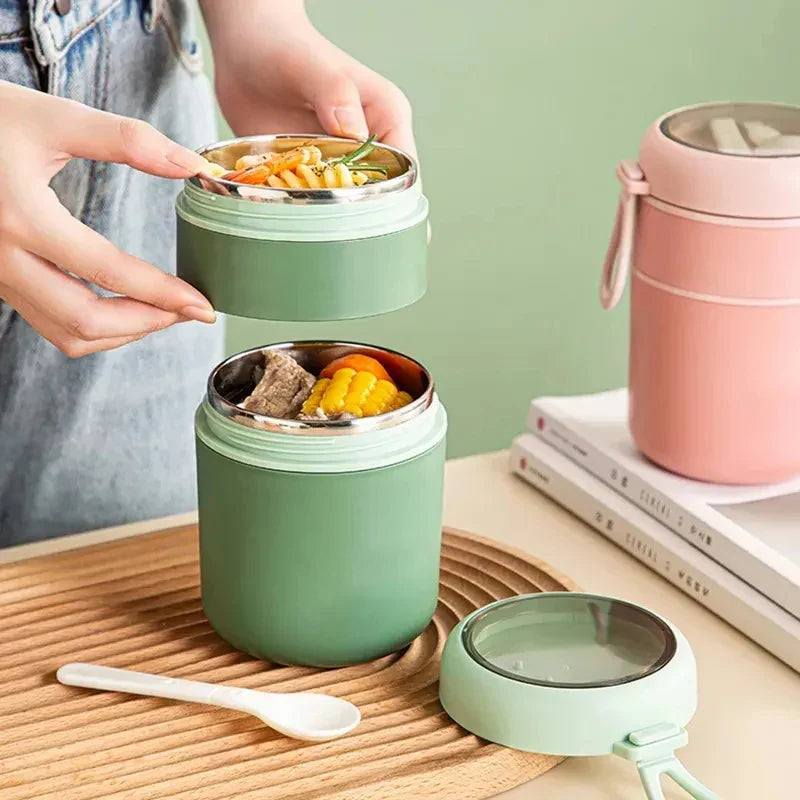 ThermoMea Thermobehälter Edelstahl | 530 ml / 710 ml | Isolierter Suppen- & Lunchbecher | Auslaufsicher & Langlebig