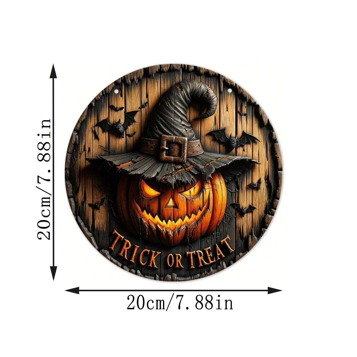 PumpkinHollow Retro Halloween Holzkranz mit Kürbiskopf | Retro-Design | Handgefertigte Hängedeko für Haus & Garten