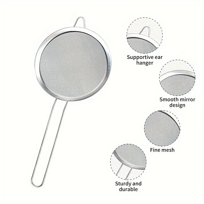 Edelstahl Küchensieb-Set ProSift MeshLine | 3-teilig | Feines Sieb für Mehl, Saft, Sojamilch & Pasta | 8/10/14 cm Durchmesser
