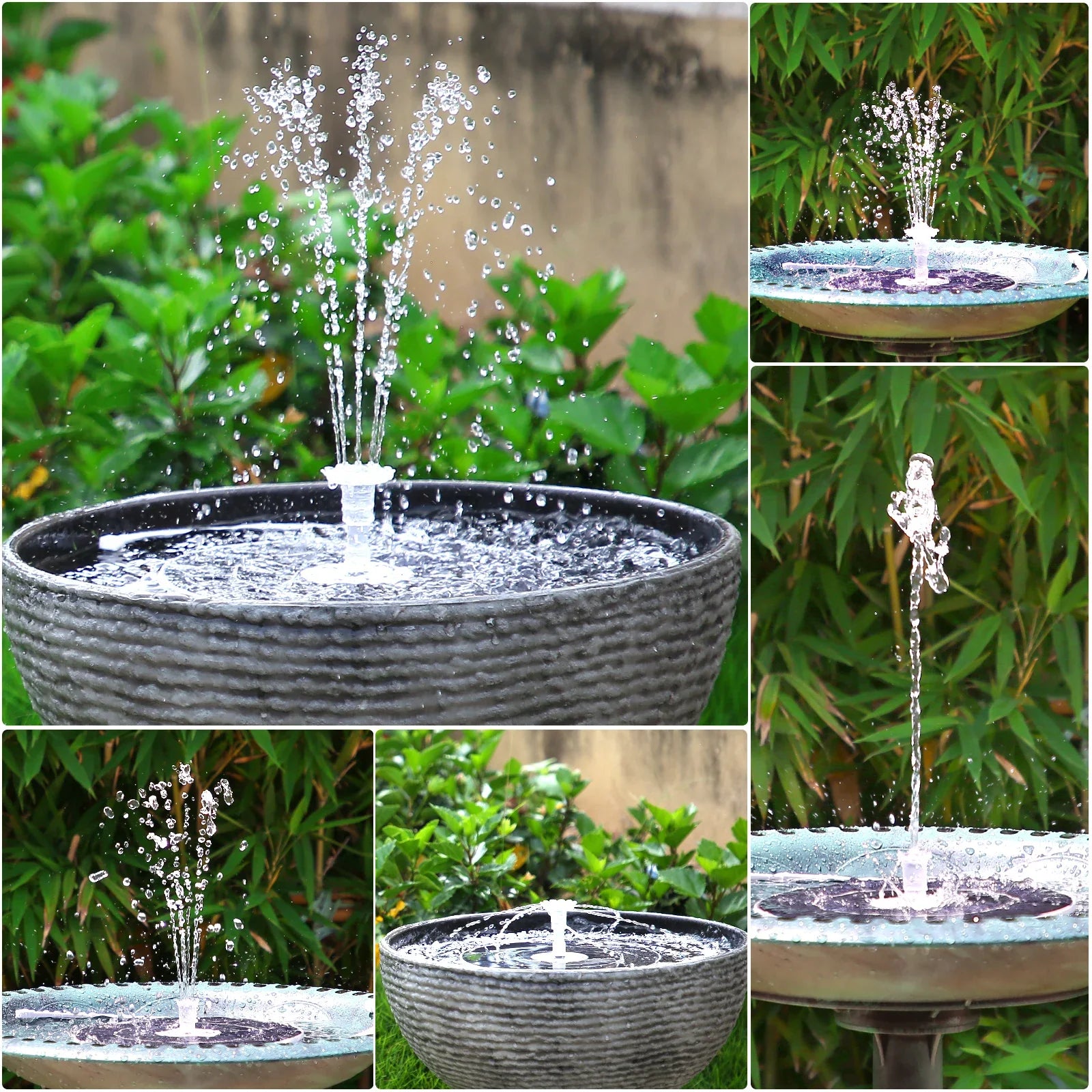 Solavera Solar Springbrunnen Pumpe 6,5W | Mit LED & 5000mAh Akku | 16 Düsen | Für Teich & Garten