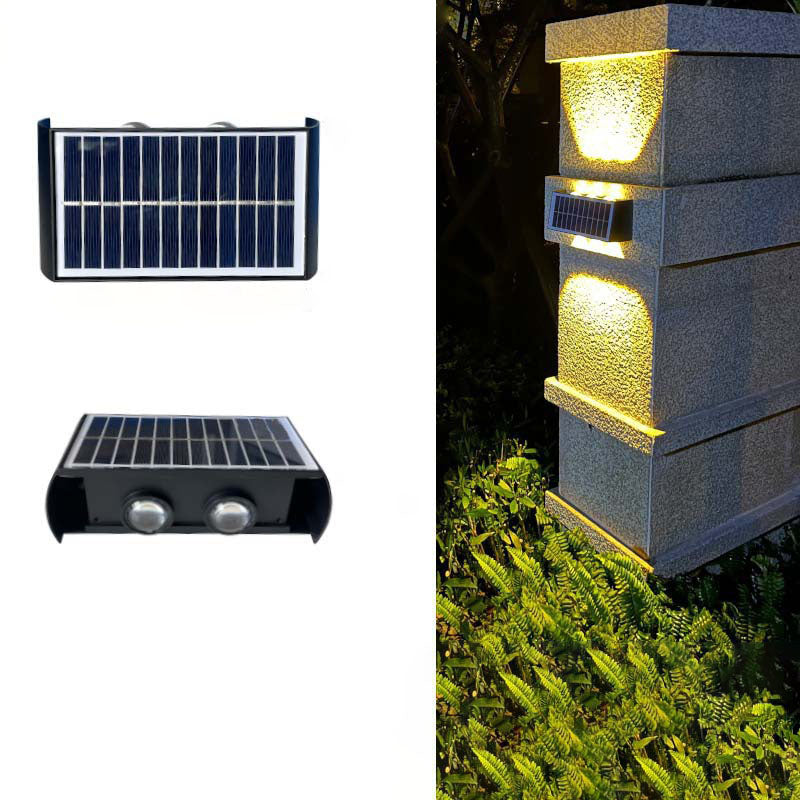 Lumiora Moderne Solar-LED-Wandleuchte für Außen | Rechteckiges Design | IP56 Wasserdicht | Verschiedene Größen & Lichtstärken