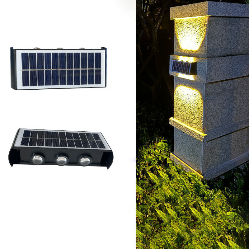 Lumiora Moderne Solar-LED-Wandleuchte für Außen | Rechteckiges Design | IP56 Wasserdicht | Verschiedene Größen & Lichtstärken