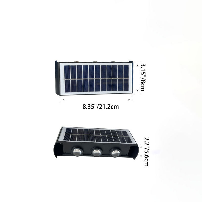 Lumiora Moderne Solar-LED-Wandleuchte für Außen | Rechteckiges Design | IP56 Wasserdicht | Verschiedene Größen & Lichtstärken