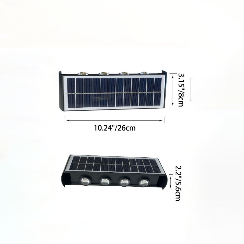 Lumiora Moderne Solar-LED-Wandleuchte für Außen | Rechteckiges Design | IP56 Wasserdicht | Verschiedene Größen & Lichtstärken