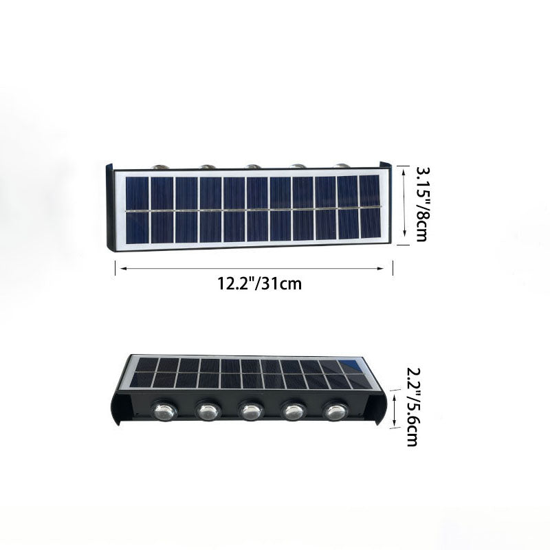 Lumiora Moderne Solar-LED-Wandleuchte für Außen | Rechteckiges Design | IP56 Wasserdicht | Verschiedene Größen & Lichtstärken