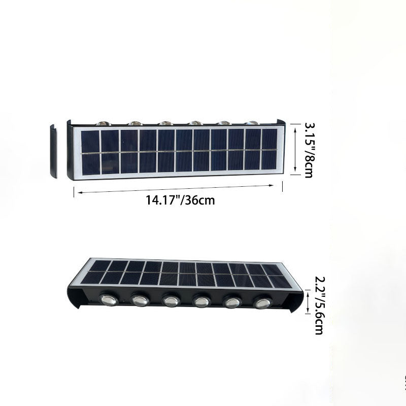 Lumiora Moderne Solar-LED-Wandleuchte für Außen | Rechteckiges Design | IP56 Wasserdicht | Verschiedene Größen & Lichtstärken