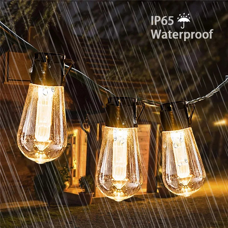 Lumivida Solar Lichterkette Außen | Retro Edison Design | Wetterfest IP65 | Warmweiß & Bunt