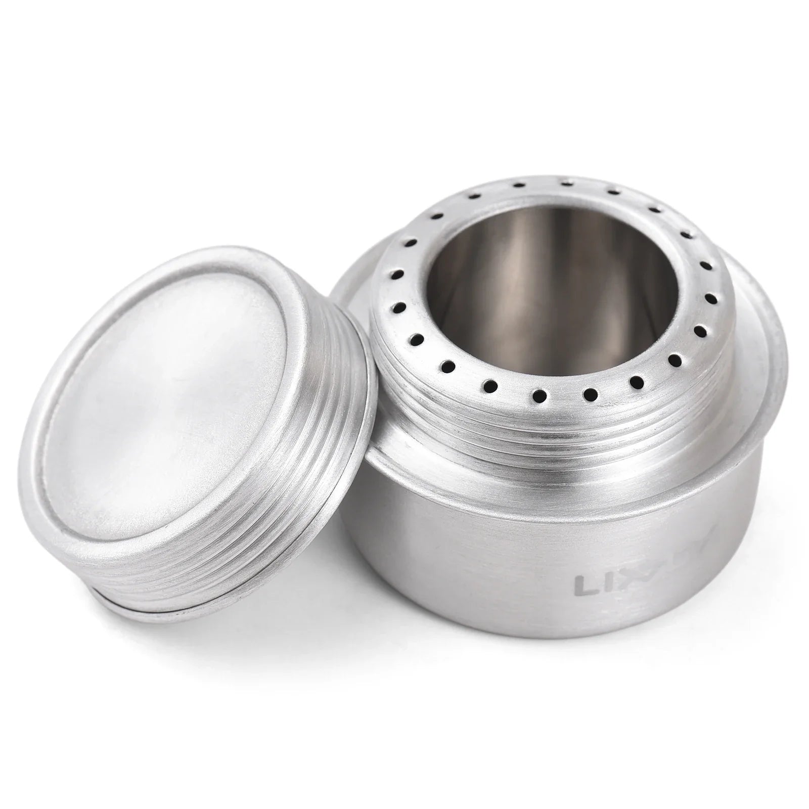 FlammigoGear Alkoholkocher Mini | Ultraleicht & Tragbar | Mit Deckel & Kreuzständer | Für Camping & Outdoor