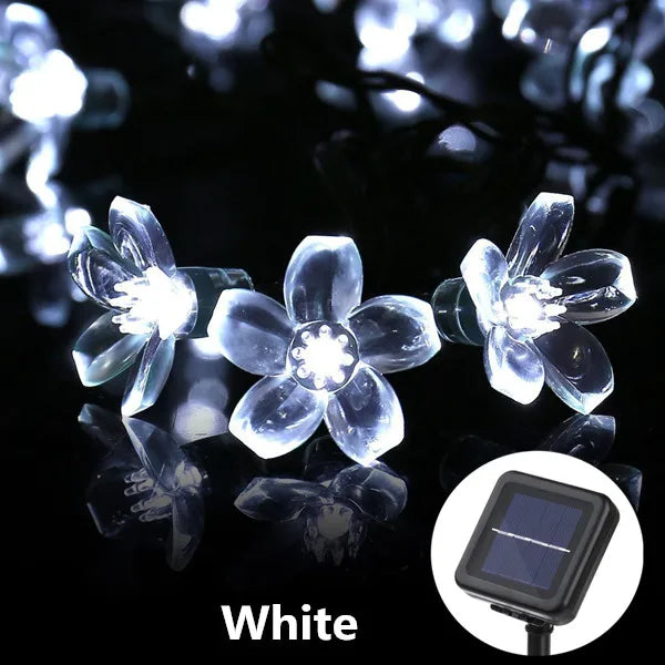 Floriva Solar Lichterkette Außen | Blumen-Design | 8 Modi | IP65 Wasserdicht | Warmweiß & RGB | 5 m / 7 m / 12 m