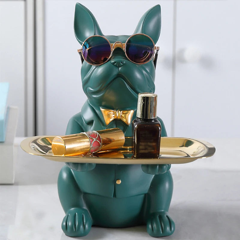 Decodoggo Bulldog Schlüsselhalter Dekorfigur | 26 cm | Aus Harz | Stilvoll & Funktional | Für Schlüssel & Kleinteile