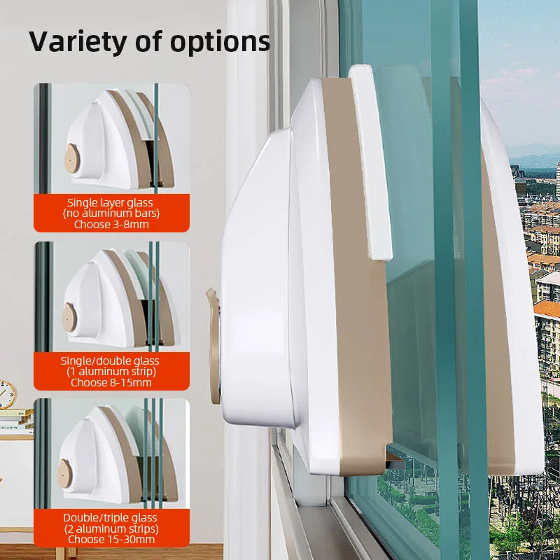 GLASPURE Magnetischer Fensterreiniger | Für Einfach- & Doppelverglasung | Wasserabzieher mit Magnetkraft | In 4 Varianten wählbar
