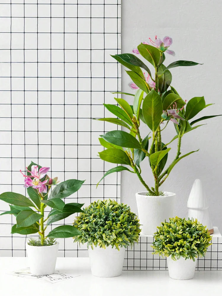 TropiLeaf Azalea Künstlicher Azaleen- & Gummibaumzweig | 21–40 cm | Tropische Blätter & Blüten | Deko für Haus, Büro & Garten