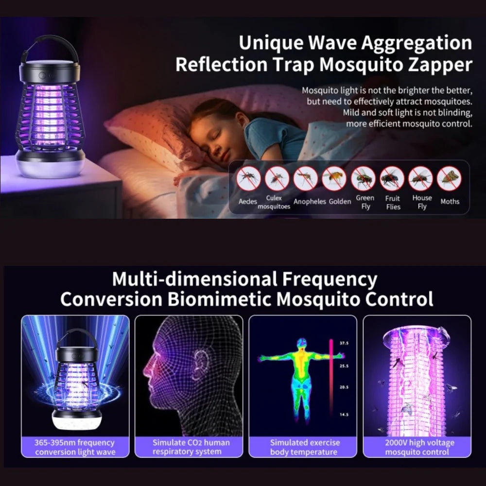 Mückenlampe Lumava Pro | 4-in-1 Campinglicht mit Insektenvernichter & SOS-Funktion | Wiederaufladbar mit USB-C & 2000 mAh Akku