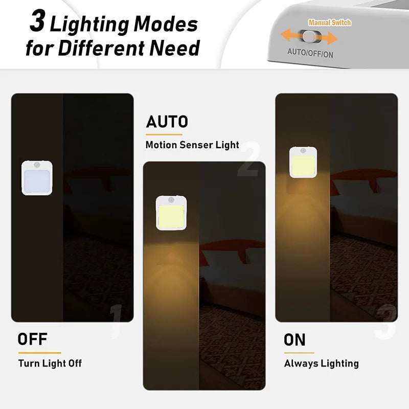 Sensilux Mini LED Nachtlicht | Mit Bewegungssensor | Warm- & Kaltweiß | Für Flur, Schlafzimmer & Bad