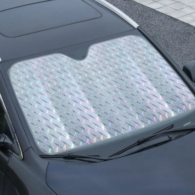 SOLVEX Auto-Sonnenblende | UV-Schutz & Hitzeschutz für Front- und Heckscheibe | Alufolie reflektierend | Universell passend