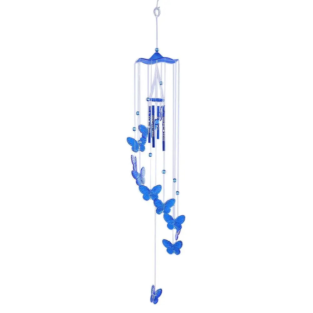Klangverve Windspiel "Luftkuss" | Romantische Klangspiele mit Schmetterling & Glocke | 55 cm Metall Deko für Garten, Balkon & Fenster