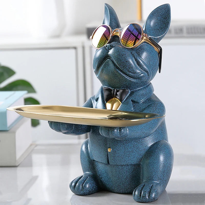 Decodoggo Bulldog Schlüsselhalter Dekorfigur | 26 cm | Aus Harz | Stilvoll & Funktional | Für Schlüssel & Kleinteile