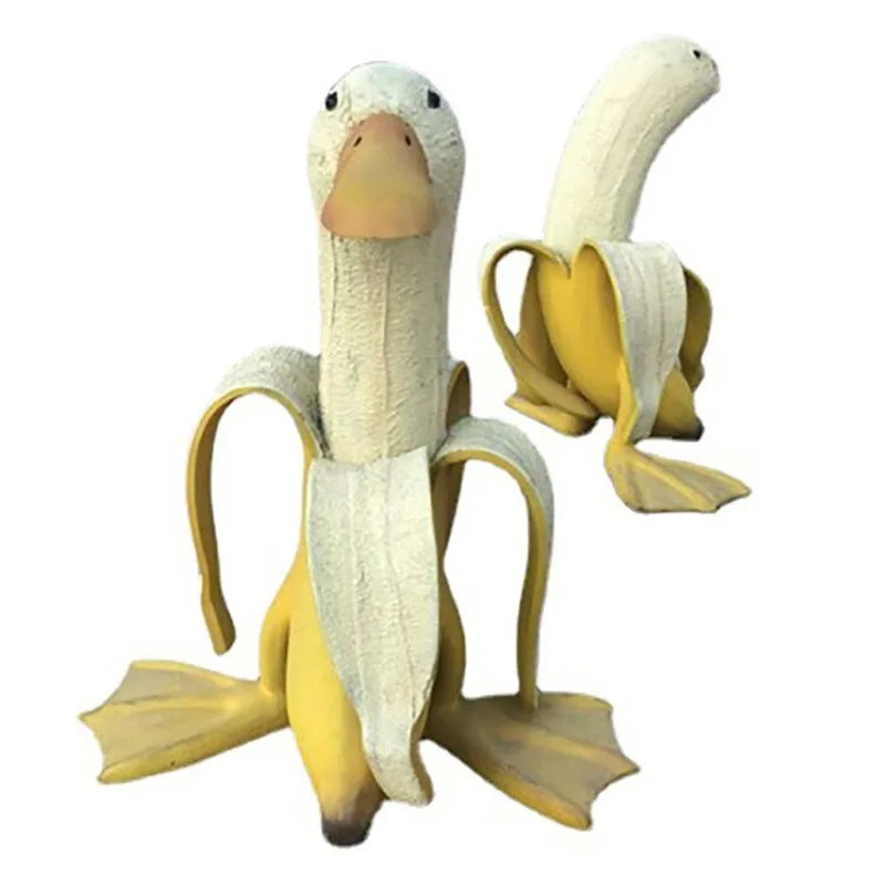 BananaDuck Skulptur "Quaki" | Lustige Gartendeko | Wetterfestes Kunstharz | 17 cm
