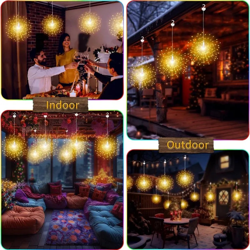 Lunaris Solar Feuerwerk Lichterkette | 5×90 LEDs | 8 Modi & Fernbedienung | IP65 Wasserdicht | Garten, Terrasse & Weihnachten