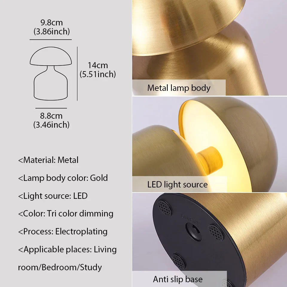 LumoVerde LED-Tischlampe | Wiederaufladbar | 3 Farbtemperaturen & Touch-Dimmer | 4W | 5V