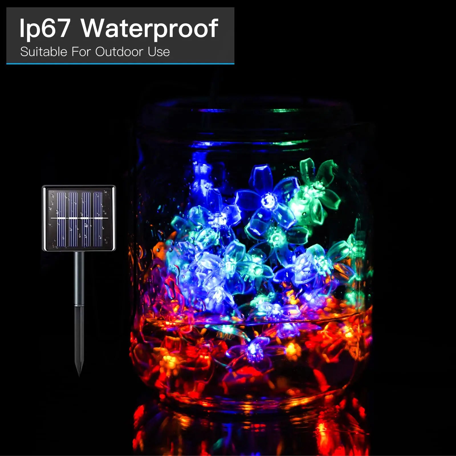Floriva Solar Lichterkette Außen | Blumen-Design | 8 Modi | IP65 Wasserdicht | Warmweiß & RGB | 5 m / 7 m / 12 m