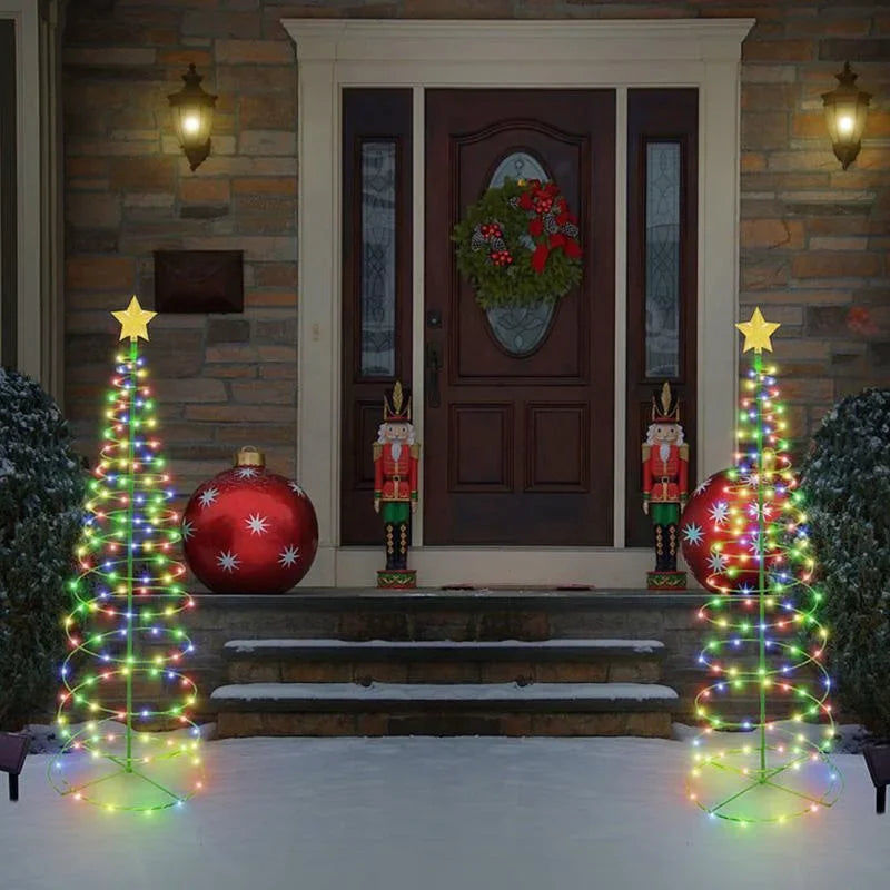 SoluxeTree Solar Weihnachtsbaum Lampe | LED Eisenkunst Deko | Warmweiß & Mehrfarbig | Wasserdicht & Automatisch gesteuert