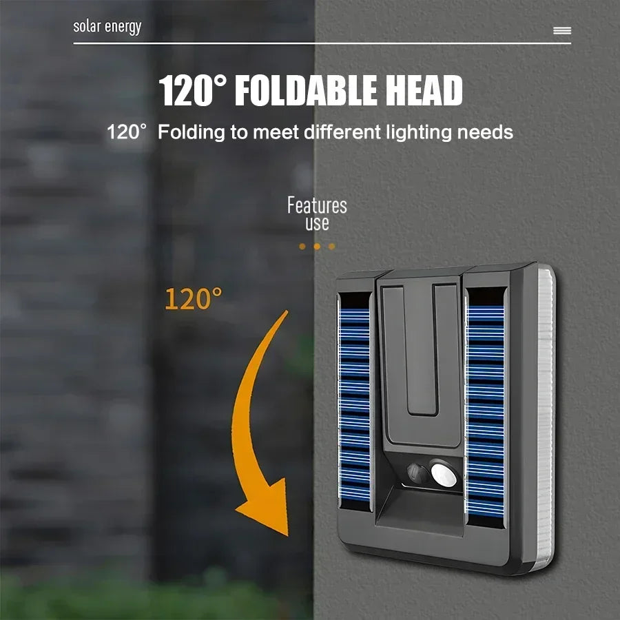 Solayra FoldWall Solar-Wandleuchte | 3 Beleuchtungsmodi | 120° Schwenkbar | Mit Bewegungssensor & Dämmerungsschalter
