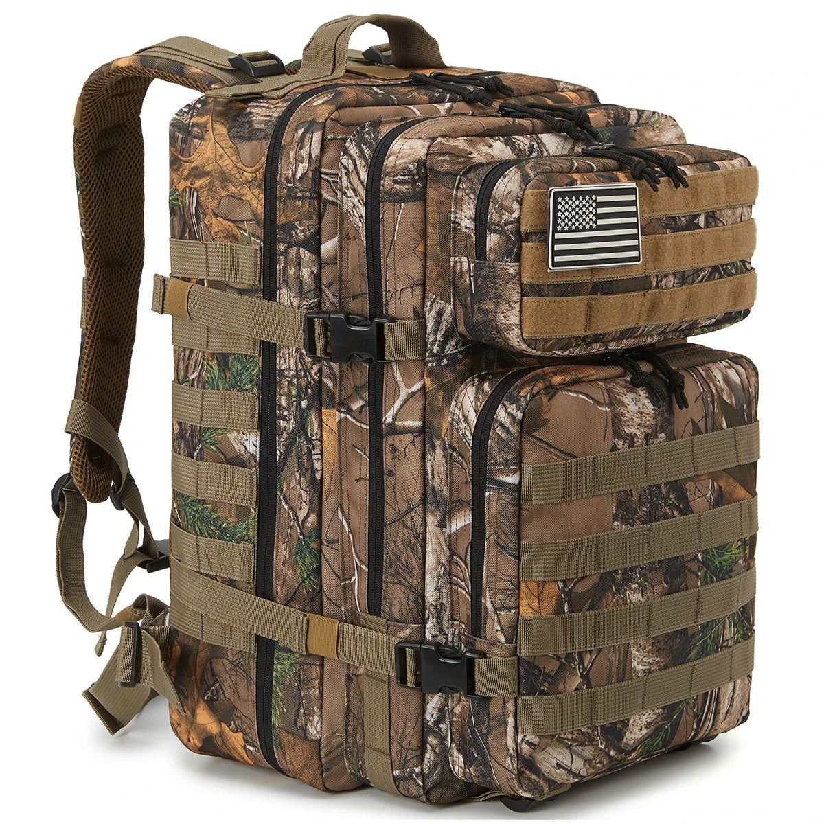 TACTICO45 45 L Outdoor Rucksack | Molle‑System | 3‑Tages Kapazität | Robust & Multifunktional – Schwarz/Khaki/Olive