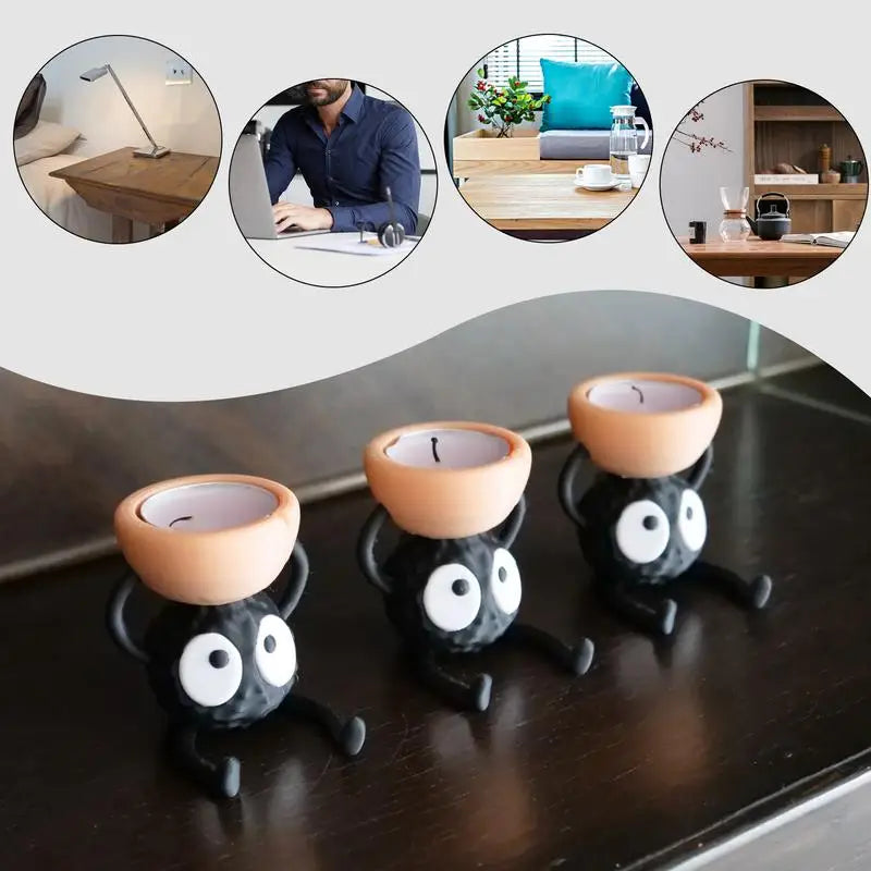 Briketta Glow Deko-Teelichthalter in Brikett-Optik | 7,1 × 6,4 × 6,6 cm | Modernes 3D-Design | Schwarz