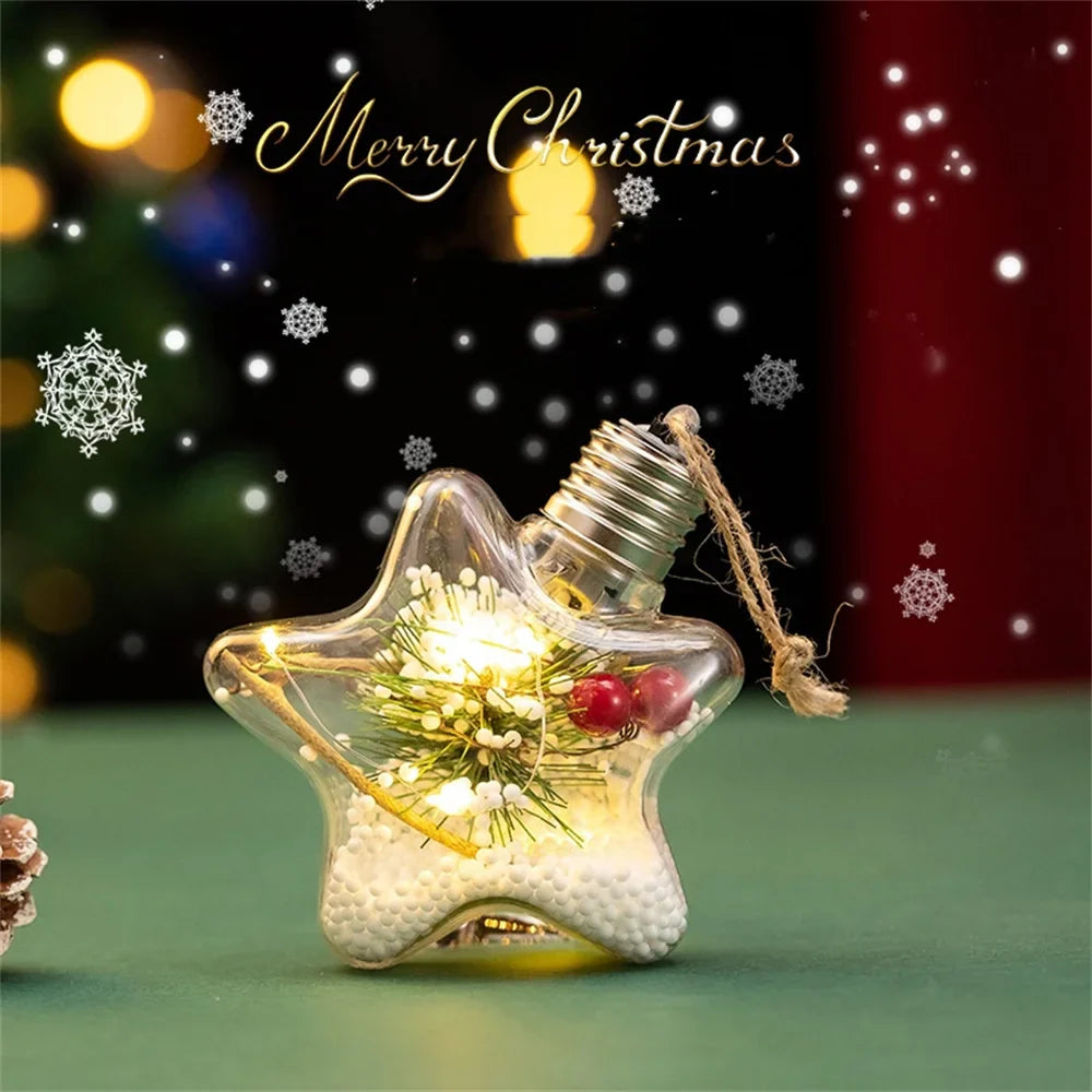 LED Weihnachtsstern Ornament | Transparent | Warmes Leuchten | 10 cm