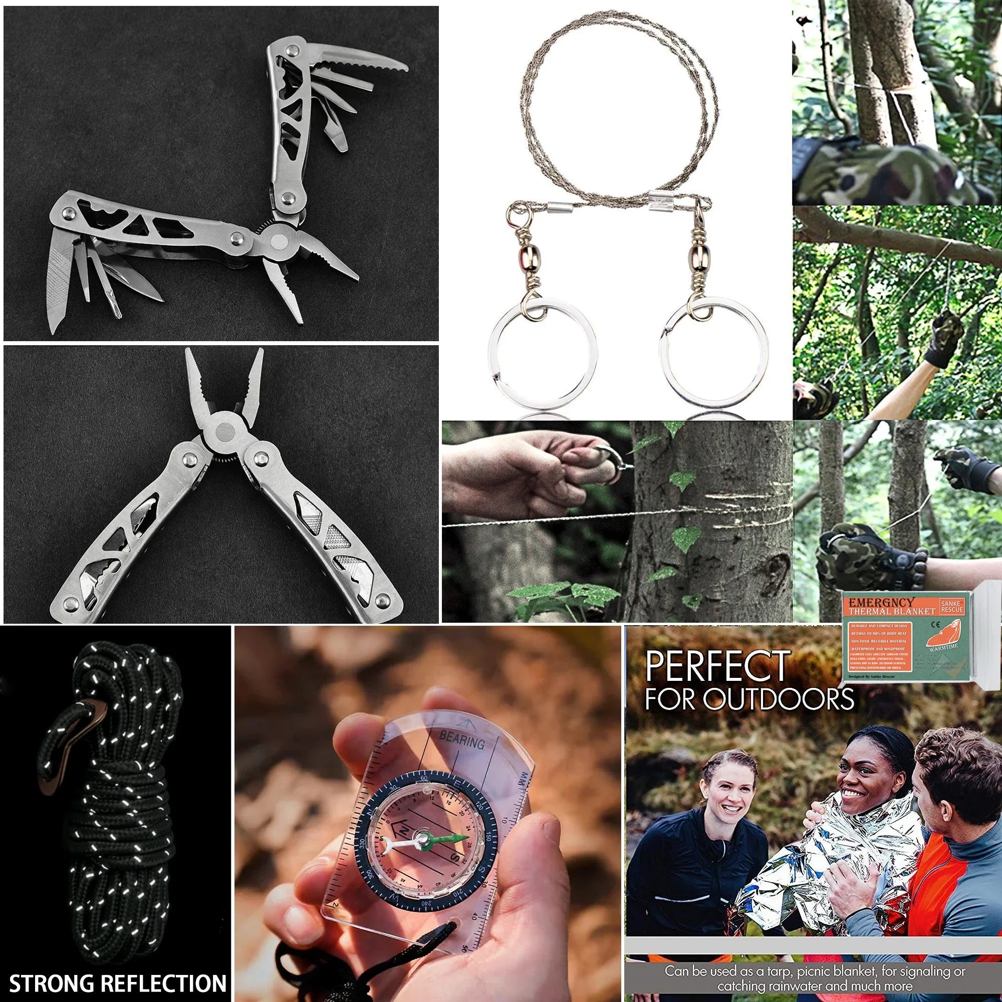Survivora24 Notfall-Set | 24-teiliges Outdoor Survival Kit mit Erste-Hilfe-Ausrüstung | Für Wandern, Camping, Katastrophenschutz & Abenteuer