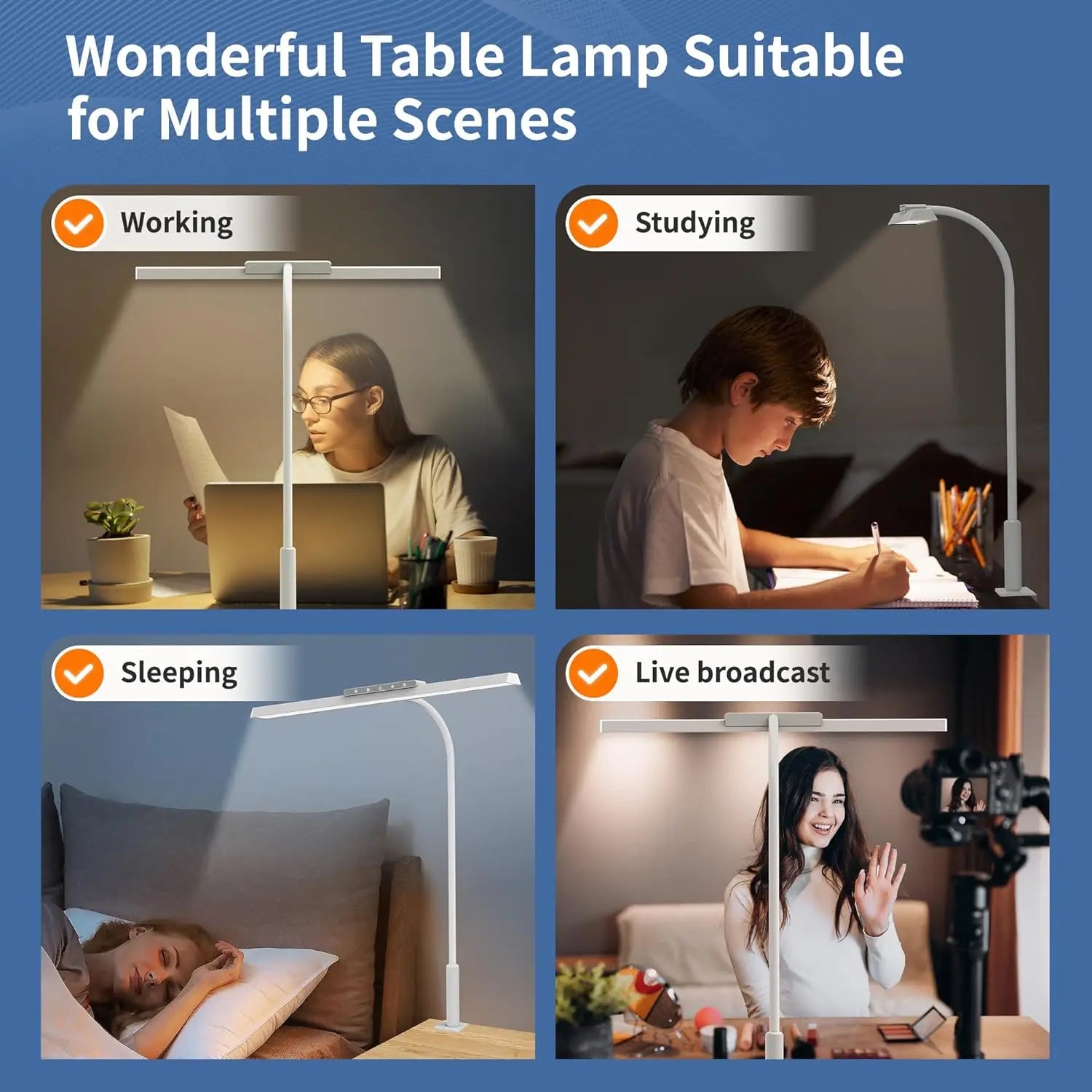 Lumavue LED Schreibtischlampe mit Klemme | Extra Breite Ausleuchtung | Stufenlos Dimmbar & Farbtemperatur einstellbar | Für Home Office & Bildschirmarbeitsplatz