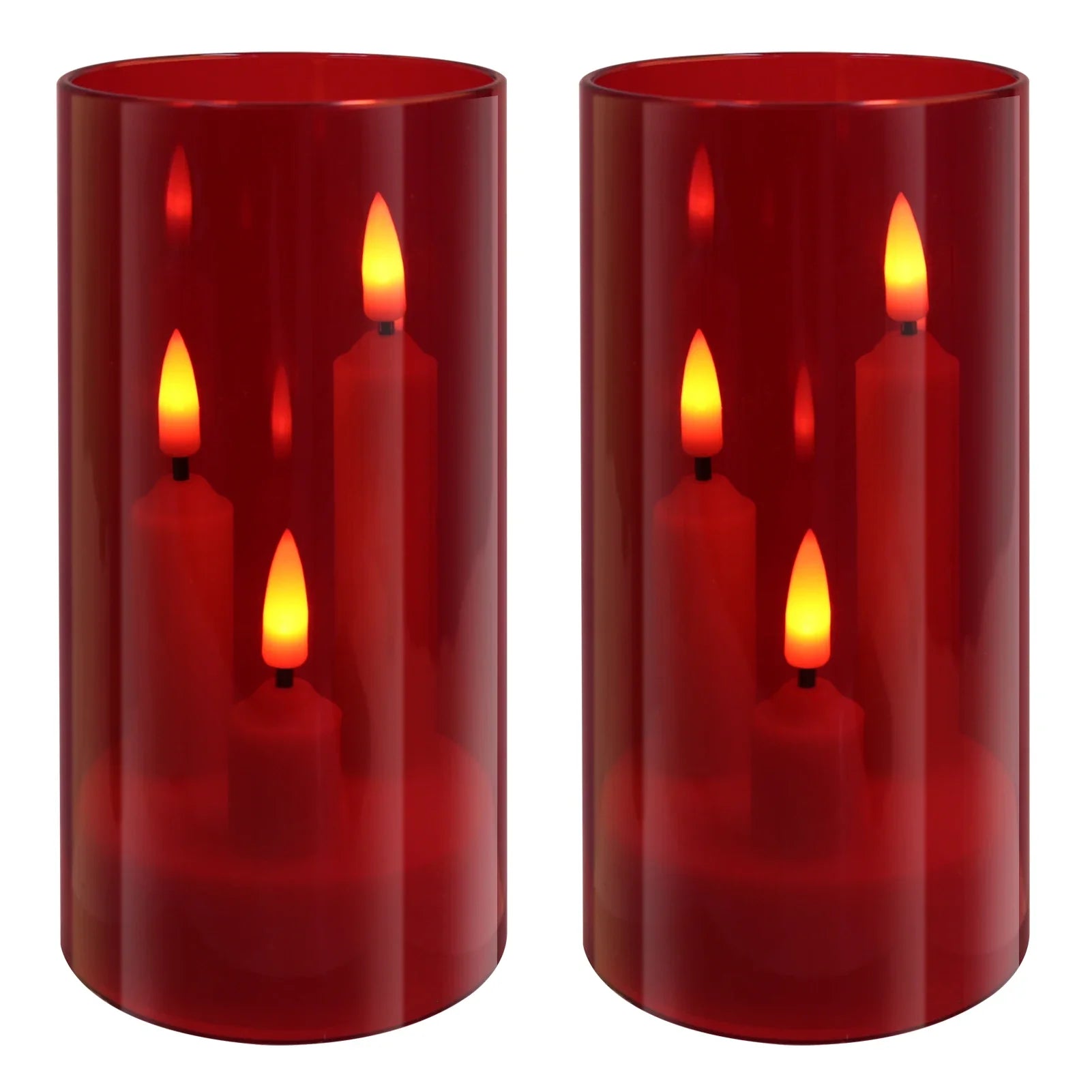 LumoAura LED Kerze mit 3 Dochten | Flackernde Flammenoptik im Glas | Batteriebetriebene, Flammenlose Kerze | Sicher & Realistisch | Warmweißes Licht