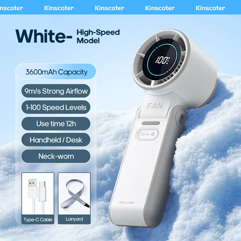 CoolityGo Handventilator mit Ice-Cool-Technologie | 100 Geschwindigkeitsstufen | 3600mAh Akku | Faltbar & Ultraleicht