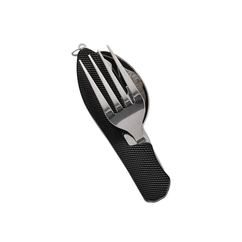 TrekMate 3-in-1 Campingbesteck | Klappbares Outdoor-Besteckset mit Messer, Gabel & Löffel | Edelstahl | Kompakt & robust | Für Camping, Wandern & Reisen