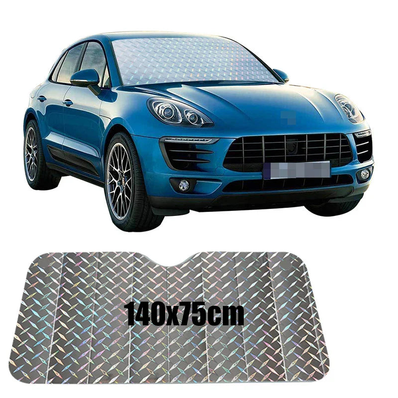 SOLVEX Auto-Sonnenblende | UV-Schutz & Hitzeschutz für Front- und Heckscheibe | Alufolie reflektierend | Universell passend