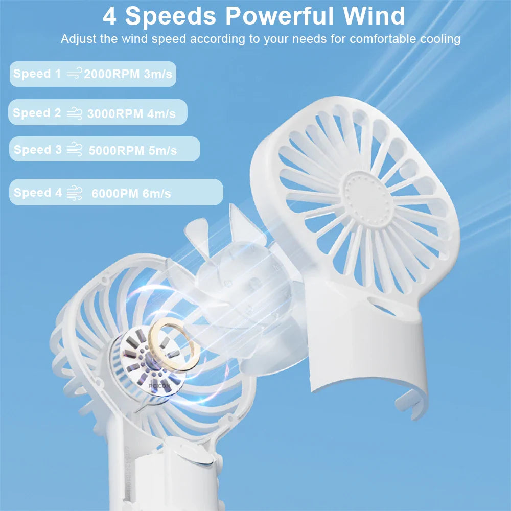 Brisella Air Mini Handventilator mit Luftbefeuchter | 4-Stufen-Sprühfunktion | USB Wiederaufladbar | Tragbar & Leise