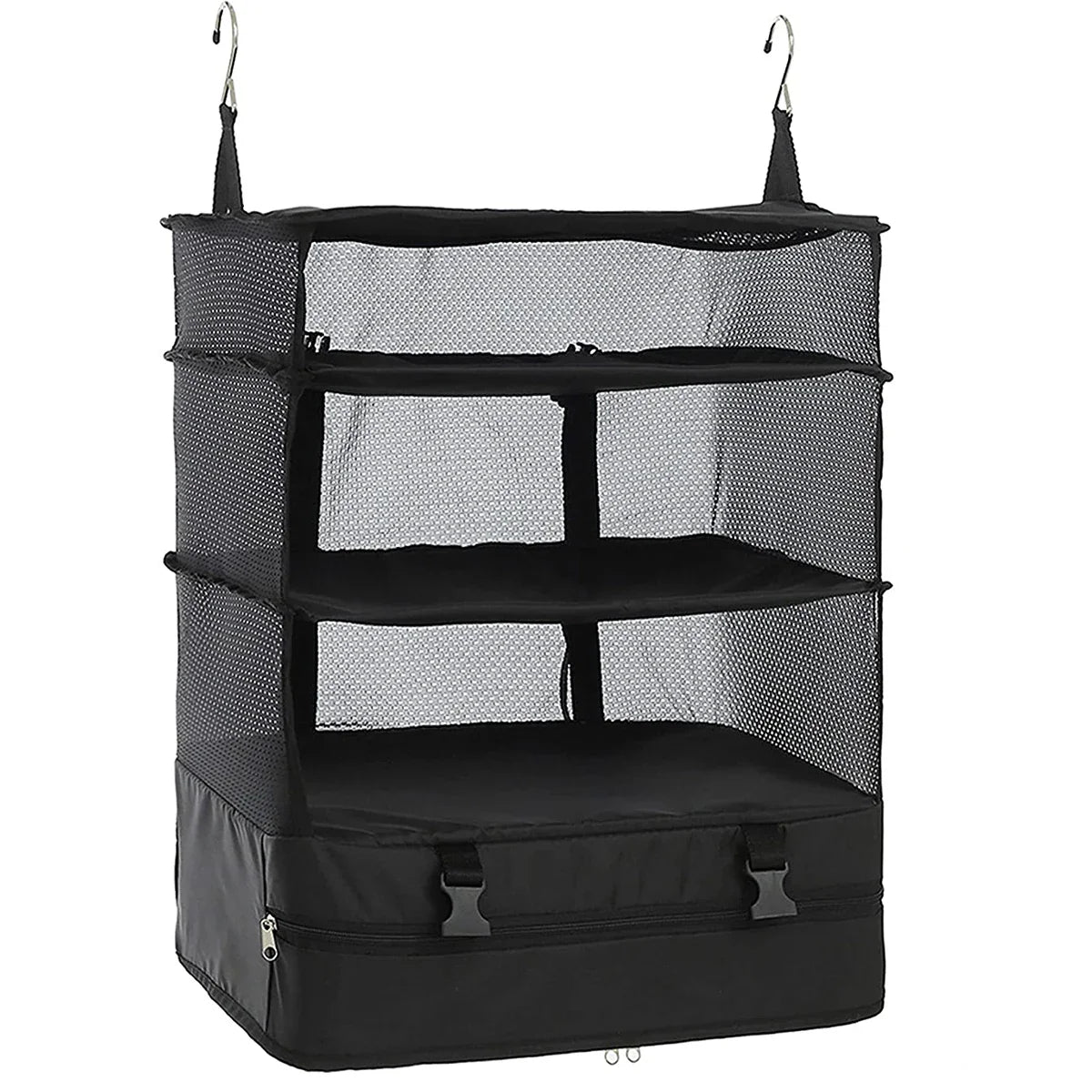 Packelier Koffer Organizer | Hängeregal für Reisen | 3 Fächer | Faltbar & Wasserabweisend | Schwarz