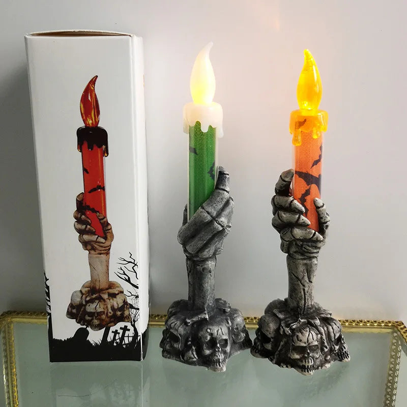 SpookyGlow | Halloween LED-Kerzen | Kürbis, Skelett & Geist | Party- & Wohn-Dekoration