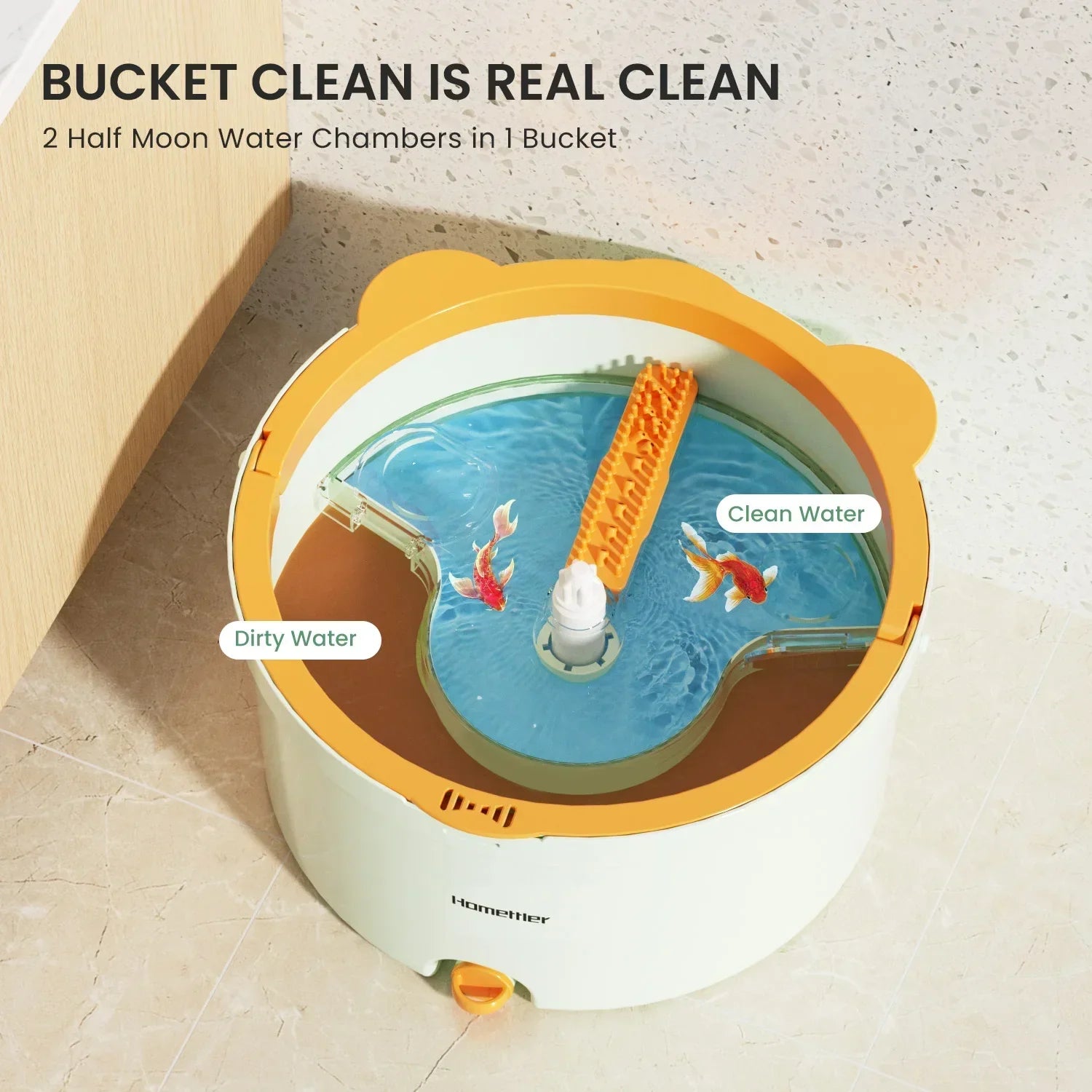 Rotationswischer CLEANDRA | 360° Mop-System mit Schmutzwassertrennung | Mikrofasermopp | Für alle Böden & Fenster