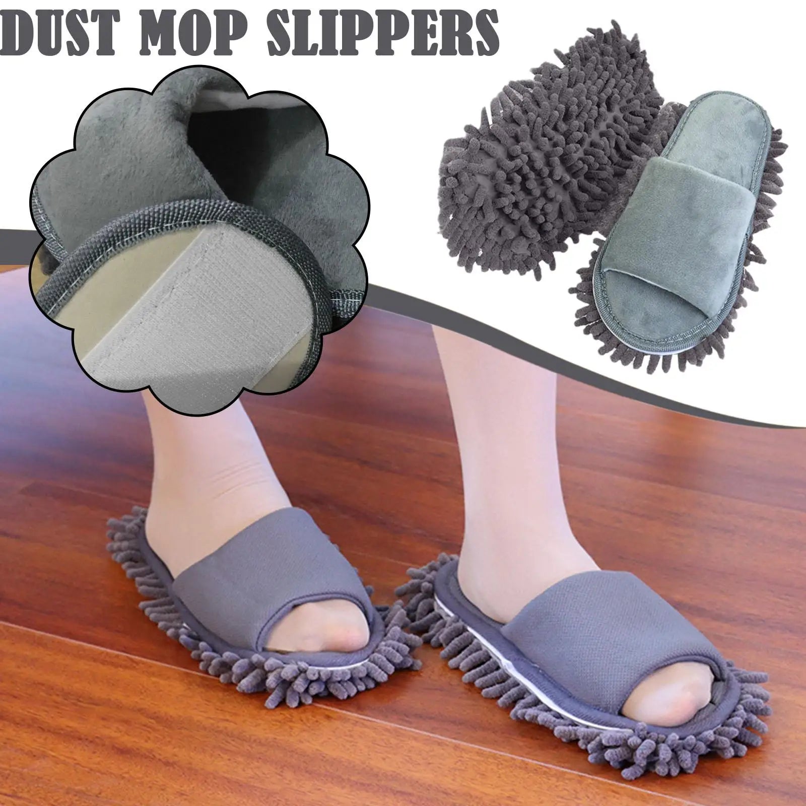 CleanSteps Mikrofaser Putzpantoffeln | 2-in-1 Hausschuhe & Wischmop | Waschbar & Rutschfest | Für alle Böden geeignet