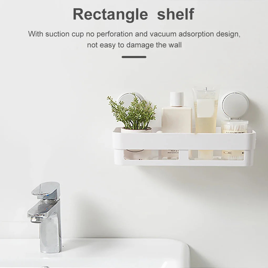HydraFix DrainRack Wandregal Bad & Küche | Ohne Bohren | Starker Saugnapf & Ablauflöcher | 2 kg Tragkraft