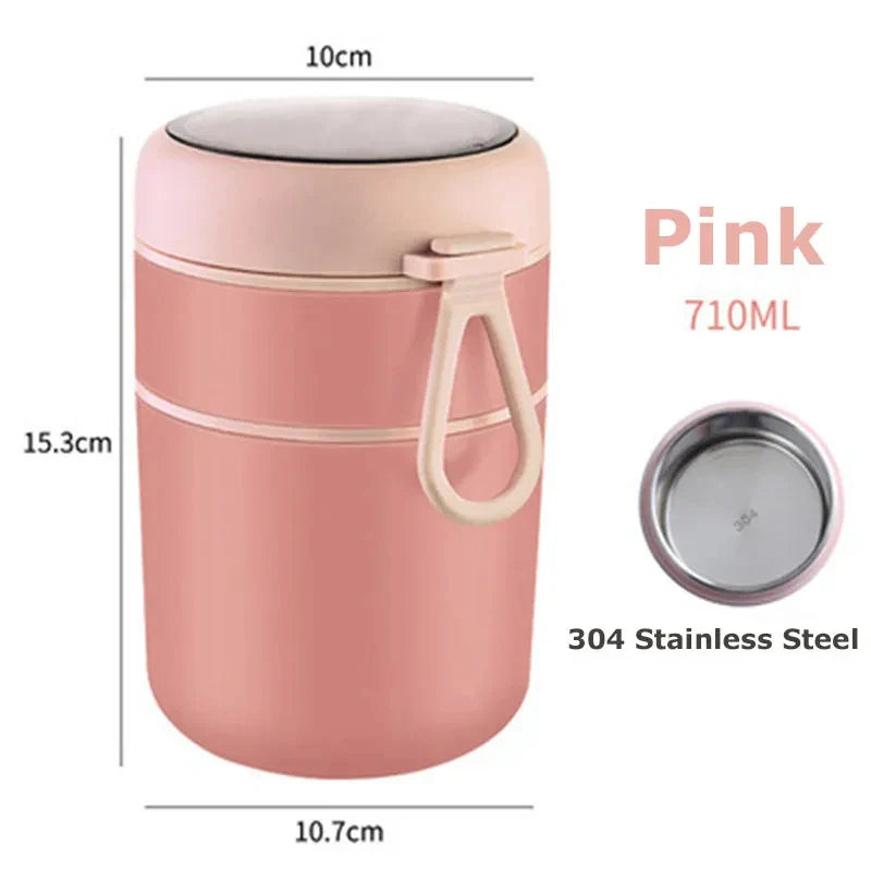 ThermoMea Thermobehälter Edelstahl | 530 ml / 710 ml | Isolierter Suppen- & Lunchbecher | Auslaufsicher & Langlebig