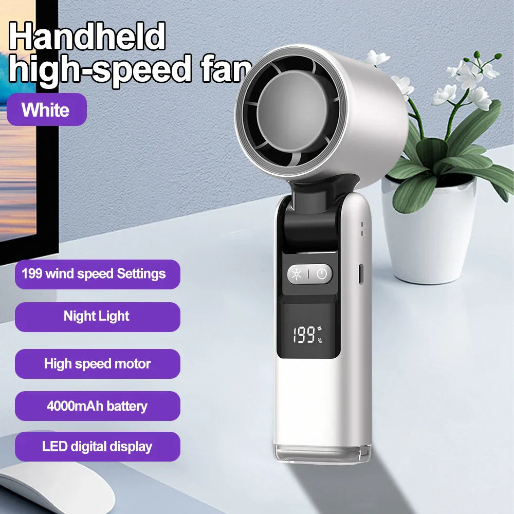 Mini-Ventilator FrostaBreeze 199 | Tragbar & Halsventilator | 199 Windstufen, LED-Display & Kaltluft-Modus | 4000 mAh Akku