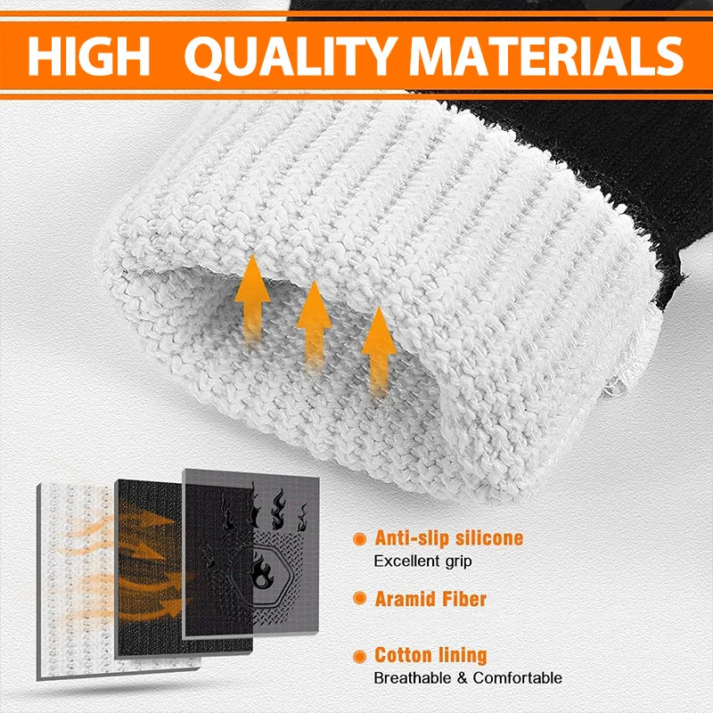 ThermaGrip Hitzebeständiger Grillhandschuh | Silikon & Baumwolle | Rutschfest & feuerfest bis 800 °C | Für Grill, Backofen & BBQ | 1 Stück
