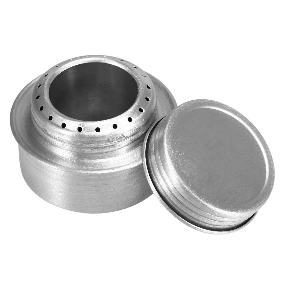 FlammigoGear Alkoholkocher Mini | Ultraleicht & Tragbar | Mit Deckel & Kreuzständer | Für Camping & Outdoor