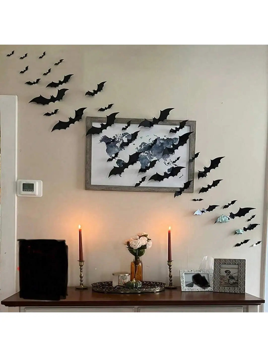 BatStorm Wanddeko | 60 Stück 3D Fledermäuse | Wasserdicht & Wiederverwendbar | Halloween Deko
